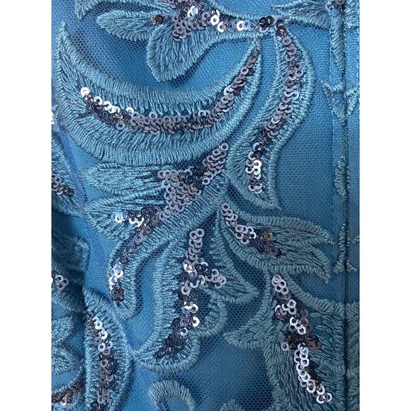 NWT ADRIANNA PAPELL DRESS GOWN 4 BLUE MOTHER OF THE BRIDE EVENING FORMAL WEDDING - Picture 9 of 15